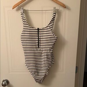 Lole Blue and White One Piece Swimsuit with Zipper